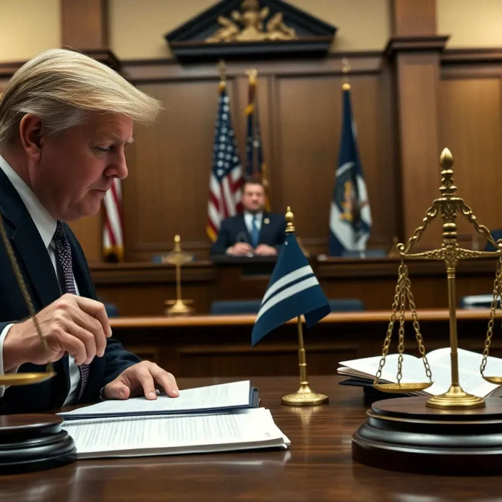 Courtroom scene illustrating political challenges in attorney appointments