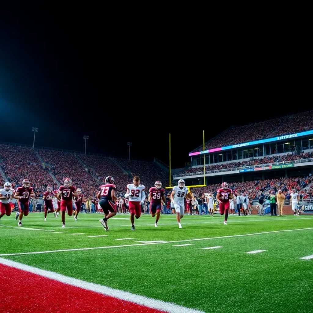 Starkville High School stadium featuring new turf installation