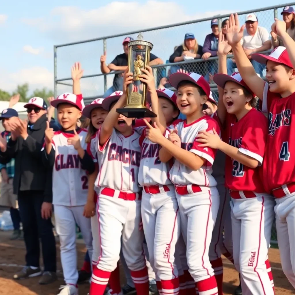 Celebration of Starkville Little League team after winning state championship.