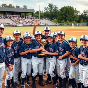 Starkville Maroon baseball team celebrating on field