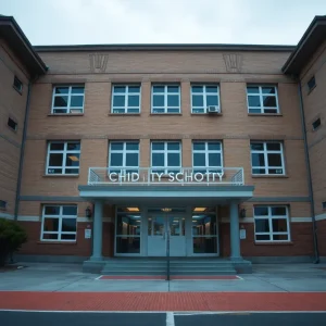 Exterior view of a school building in Starkville