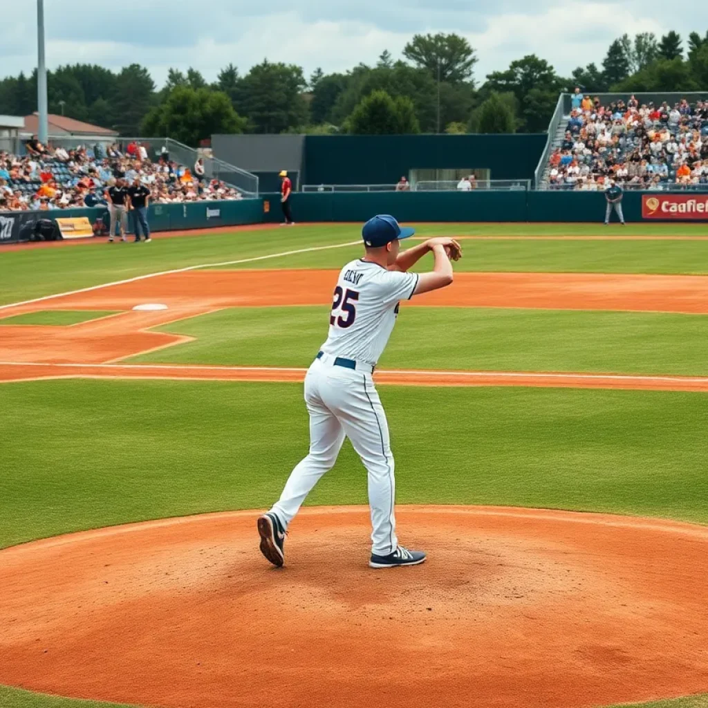 Baseball pitcher on the mound during a game