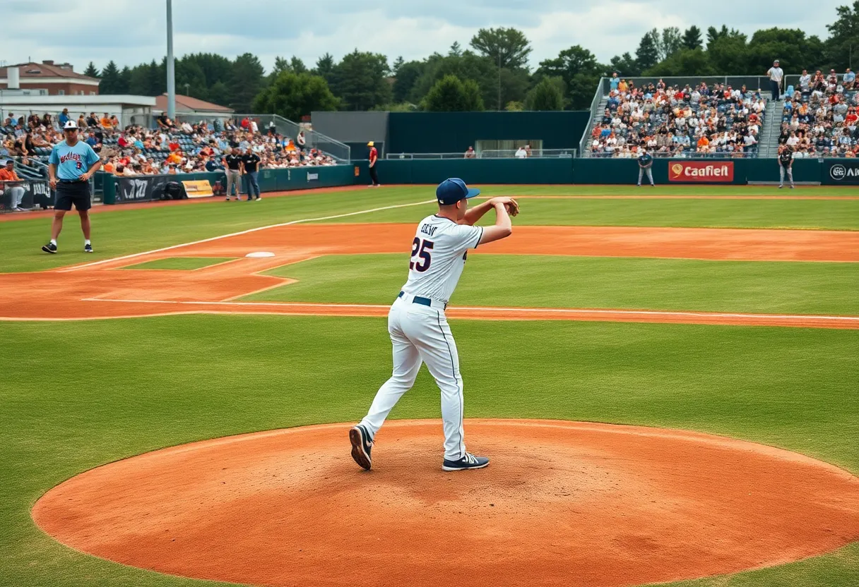 Baseball pitcher on the mound during a game