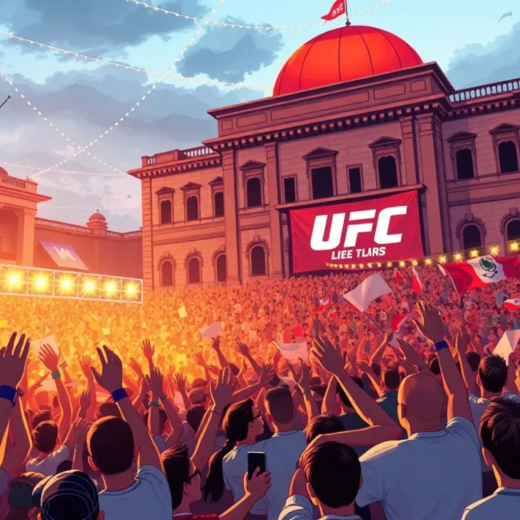Crowd cheering at a UFC match on White House grounds