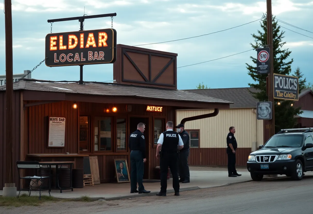 A quiet bar in Anaconda surrounded by police activity