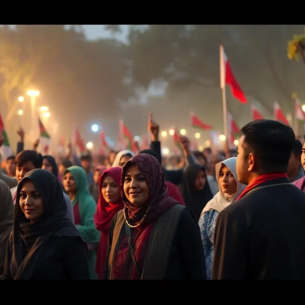 A gathering of Afghan community members in Houston showing solidarity and support.