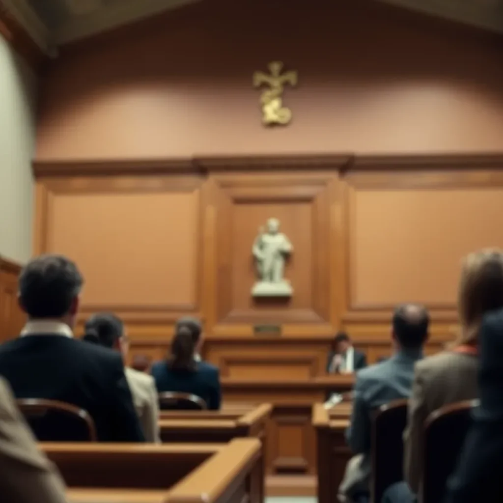 Conceptual representation of courtroom justice and survivor challenges