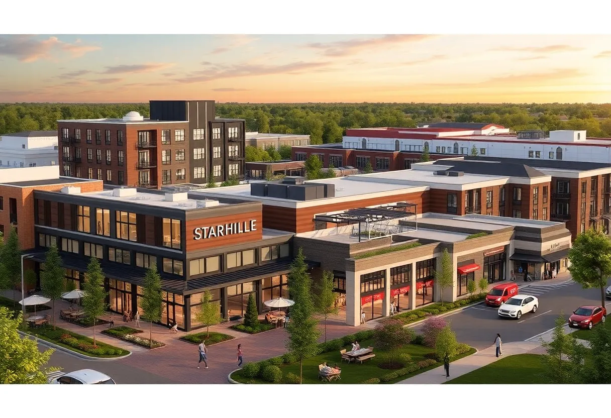 Rendering of the Crossroads District featuring Hotel Madelon