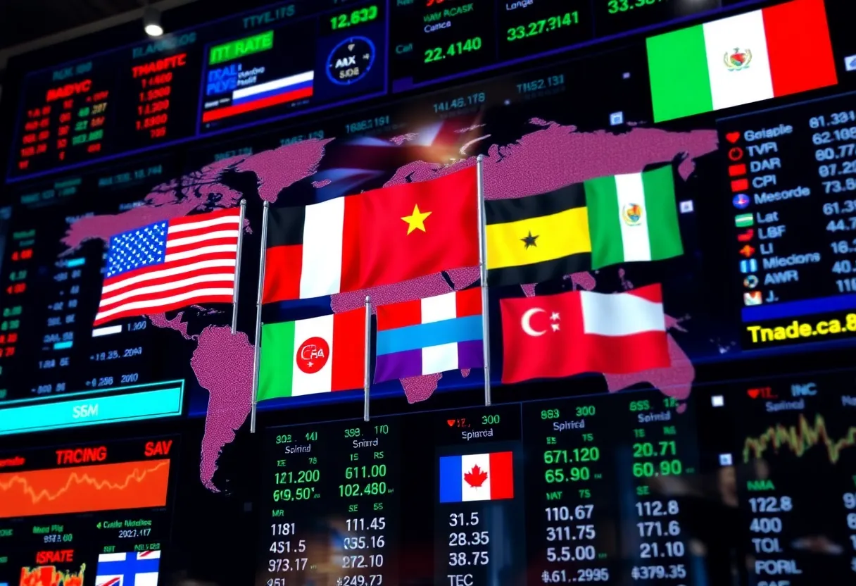 Visualization of global financial markets affected by tariff delay