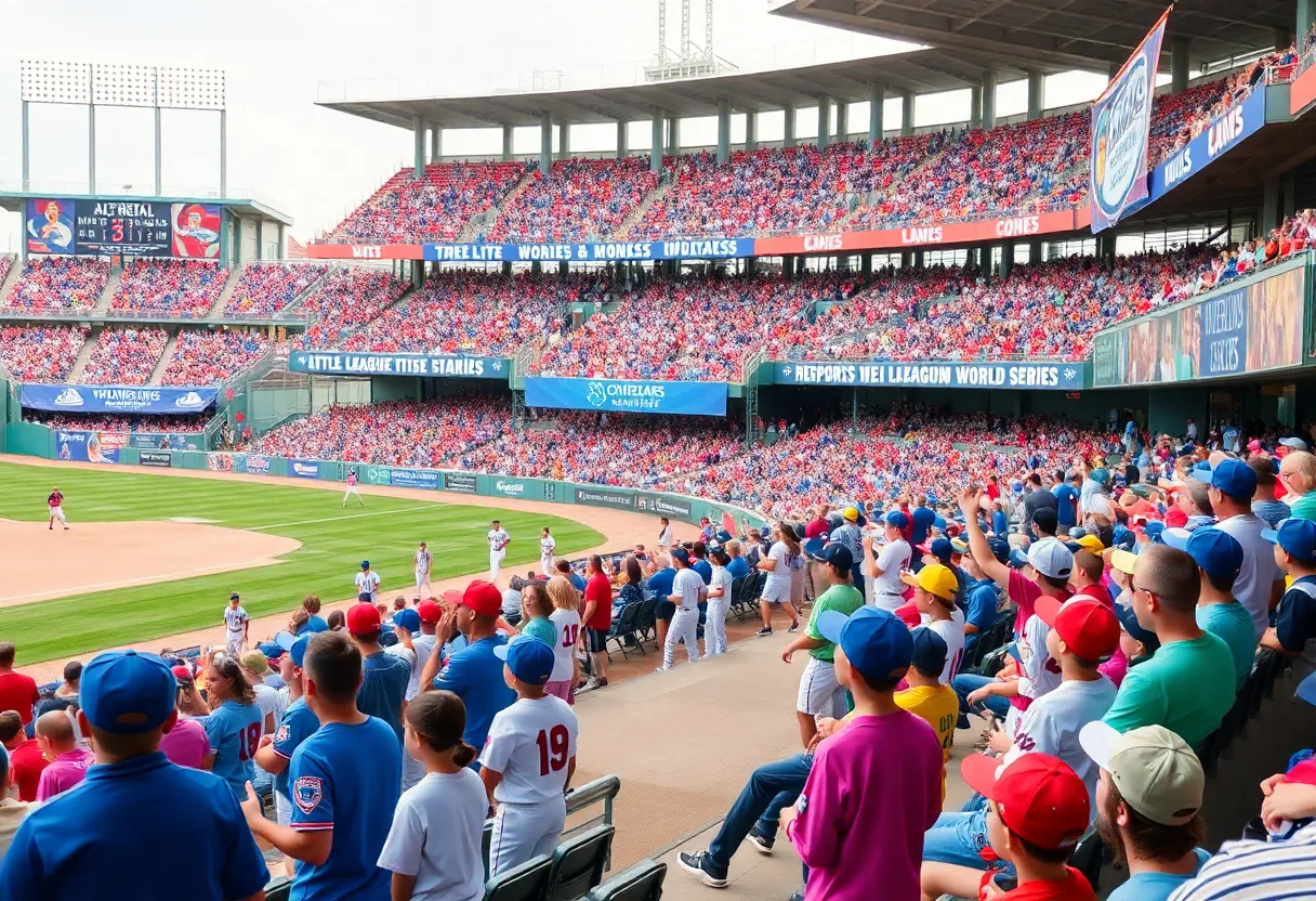 Exciting scene at the Little League World Series with players and fans