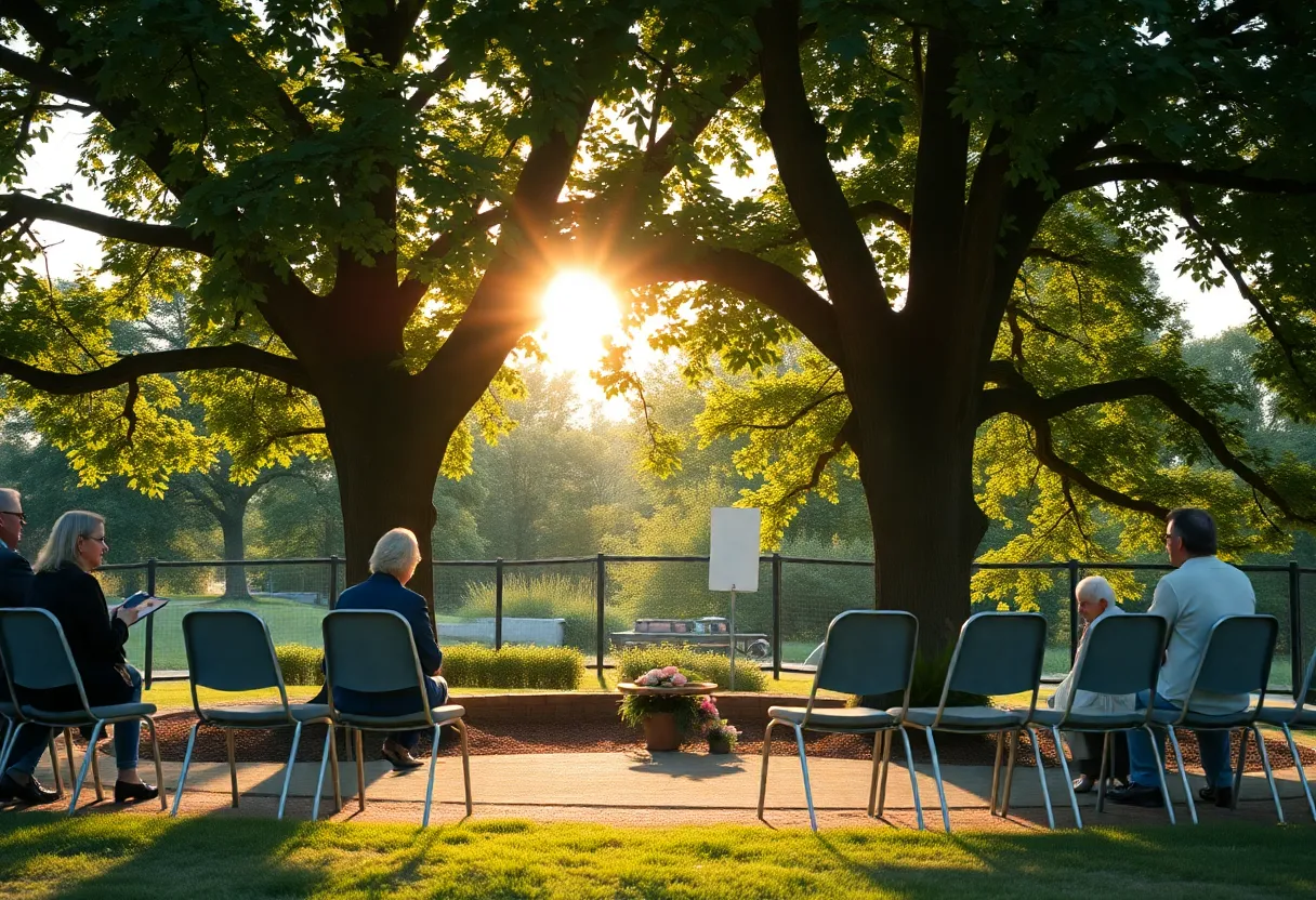 Memorial service setup for Anthony Scott Hughes