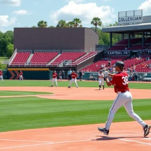Players from Mississippi State baseball in action on the field
