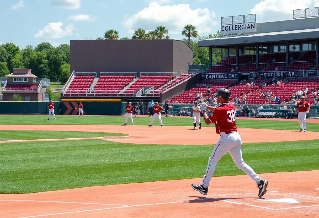 Players from Mississippi State baseball in action on the field