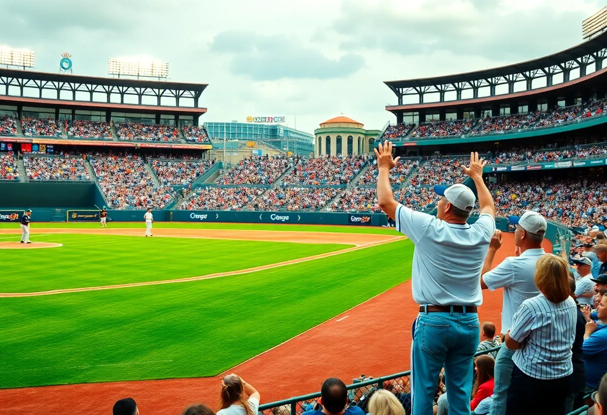 Action shot of a Mississippi State baseball game with enthusiastic fans.