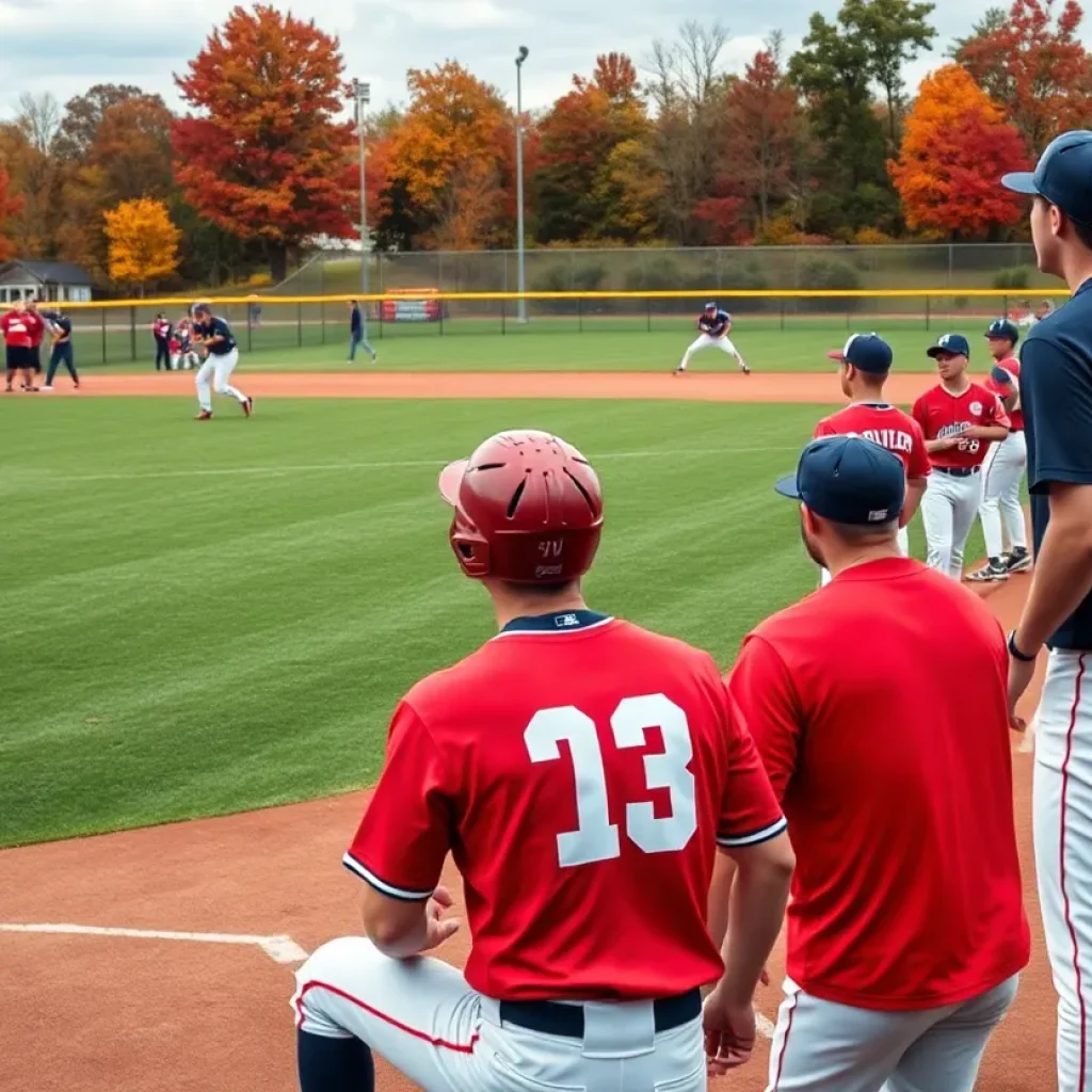 Mississippi State baseball players training together on the field