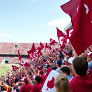 Fans cheering at Mississippi State football game