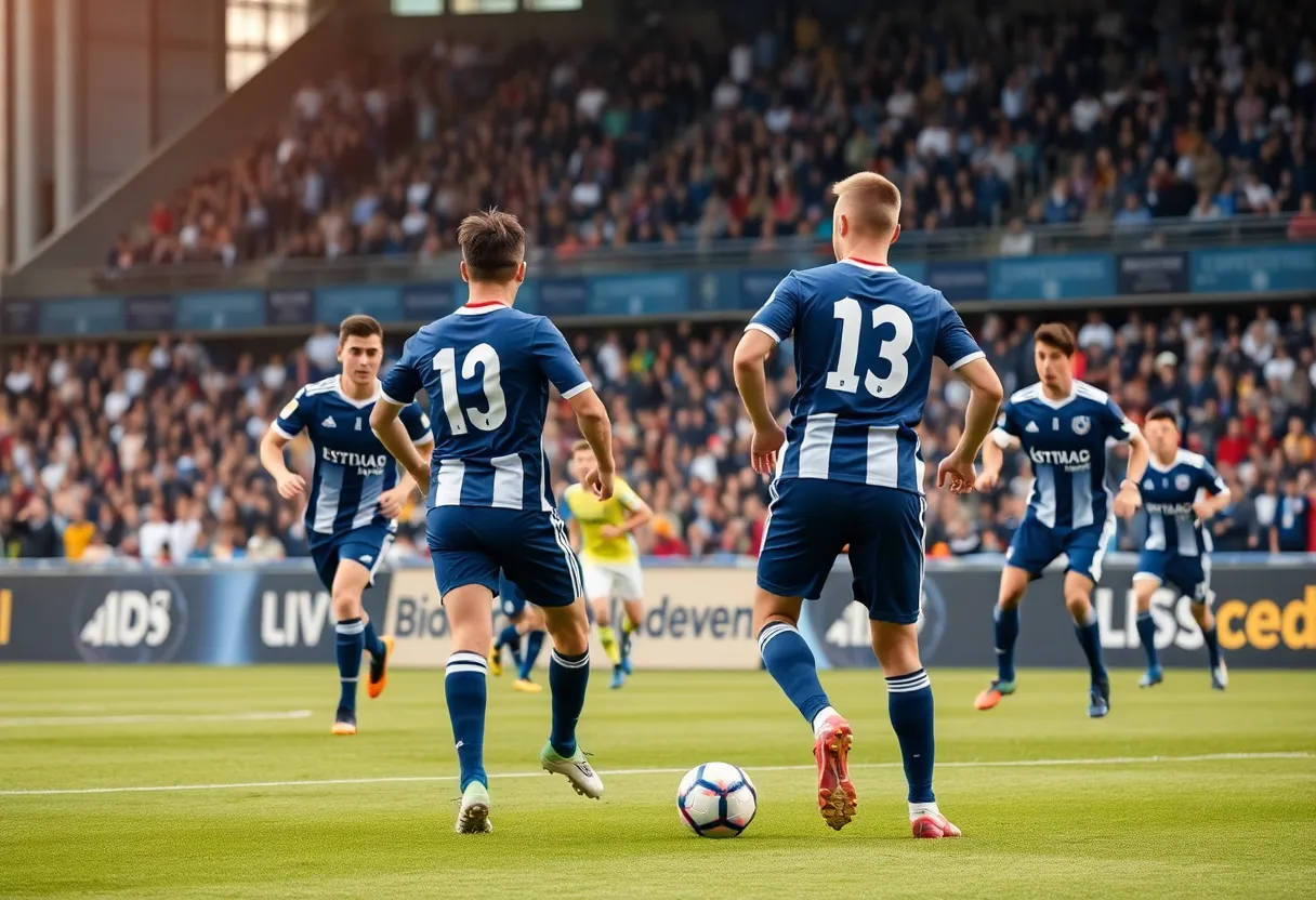Mississippi State soccer team celebrating a victory on the field