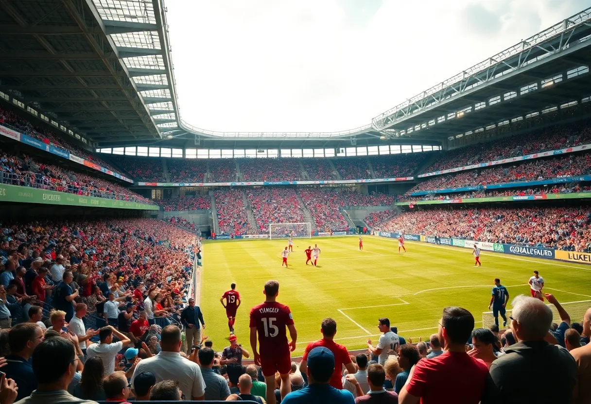 Action shot of Mississippi State women's soccer team during a match