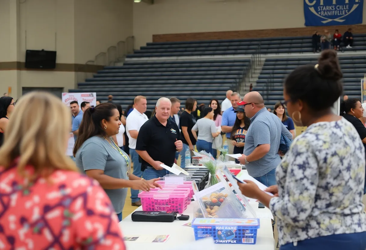 Local community gathering at Starkville Sportsplex with residents and city officials.