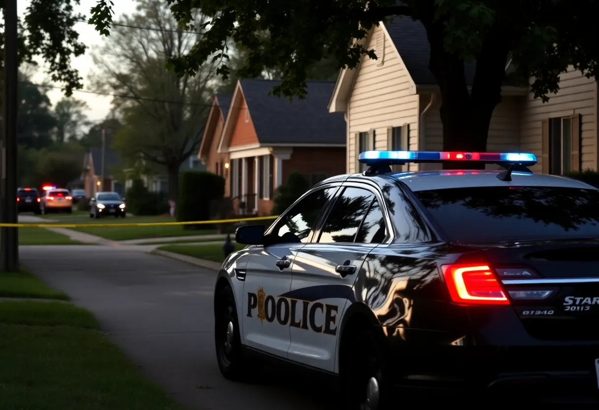 Police car outside a residential area in Starkville.
