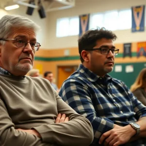 Parents discussing safety measures at a school board meeting