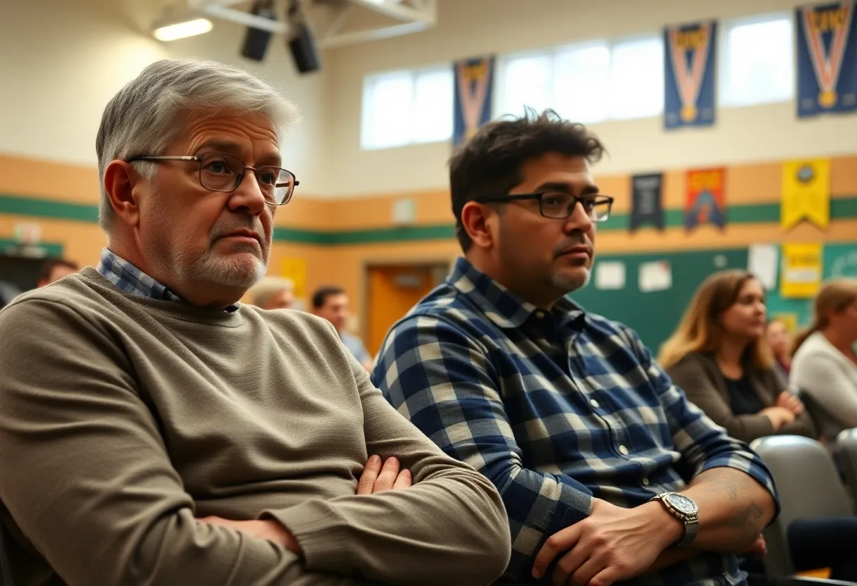 Parents discussing safety measures at a school board meeting