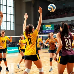 Starkville Yellowjackets Volleyball team celebrating victory