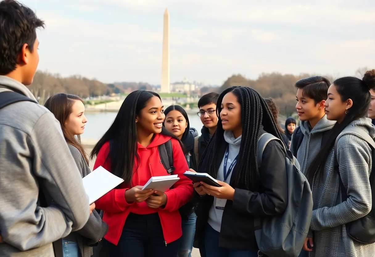 High school students participating in the National Youth Tour in Washington D.C.