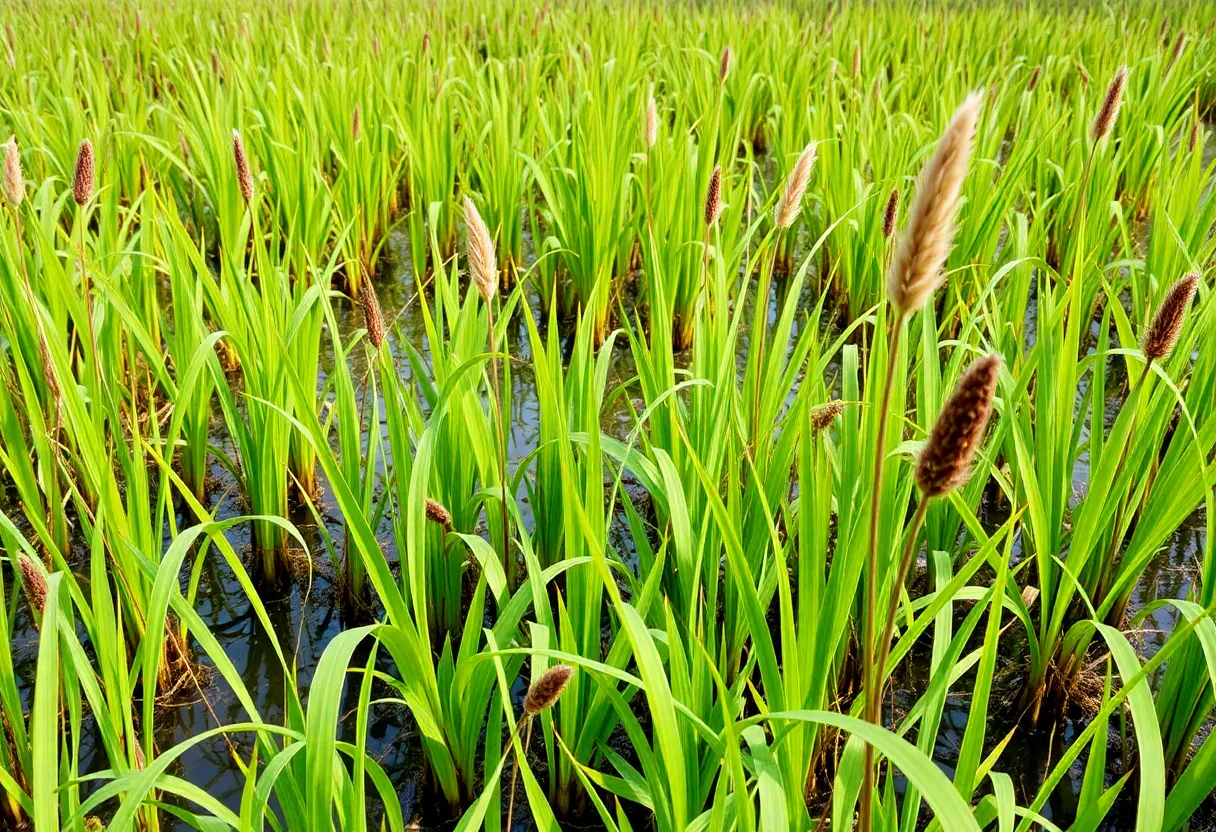 Restored coastal wetland with native plants in Biloxi