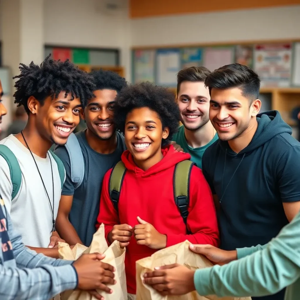 Young men participating in the California Men's Service Challenge event
