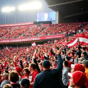 Fans celebrate at the college football game between Arizona State and Mississippi State.