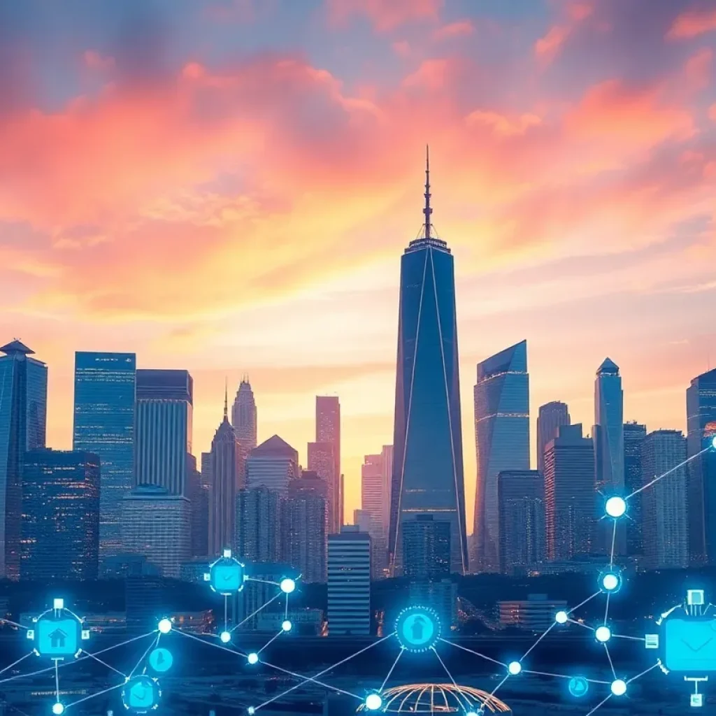 City skyline symbolizing tech job growth