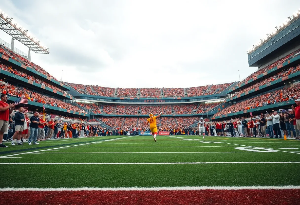 Mississippi State kicker preparing for a field goal attempt