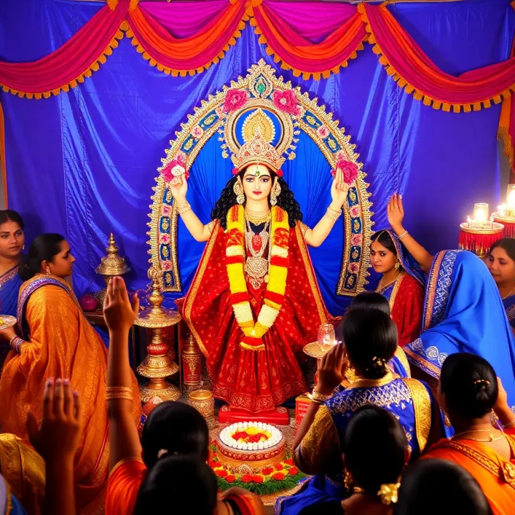 Devotees celebrating Navratri on Day 3 with Maa Chandraghanta