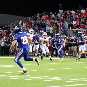 High school football players competing in a game in Mississippi.