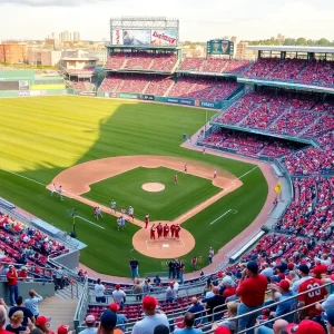 Mississippi State Bulldogs baseball team warming up in stadium