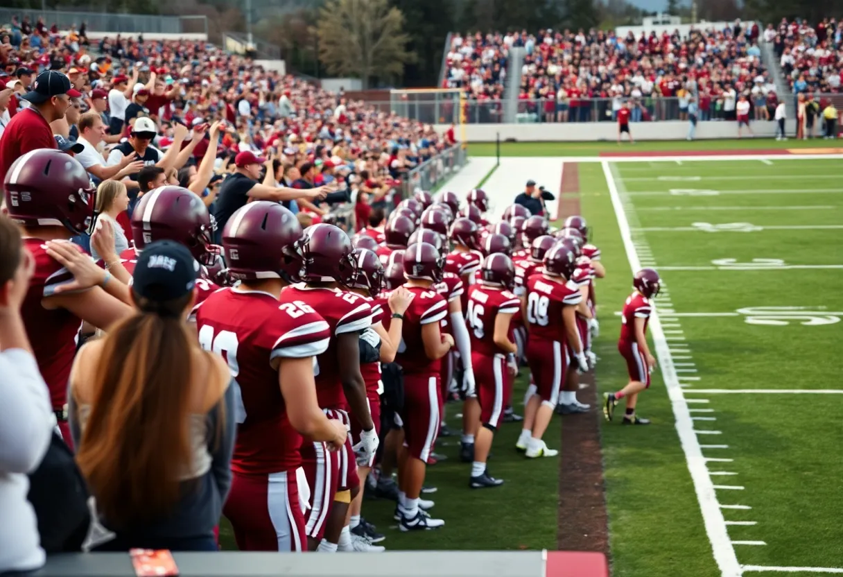 Mississippi State Bulldogs playing football on the field