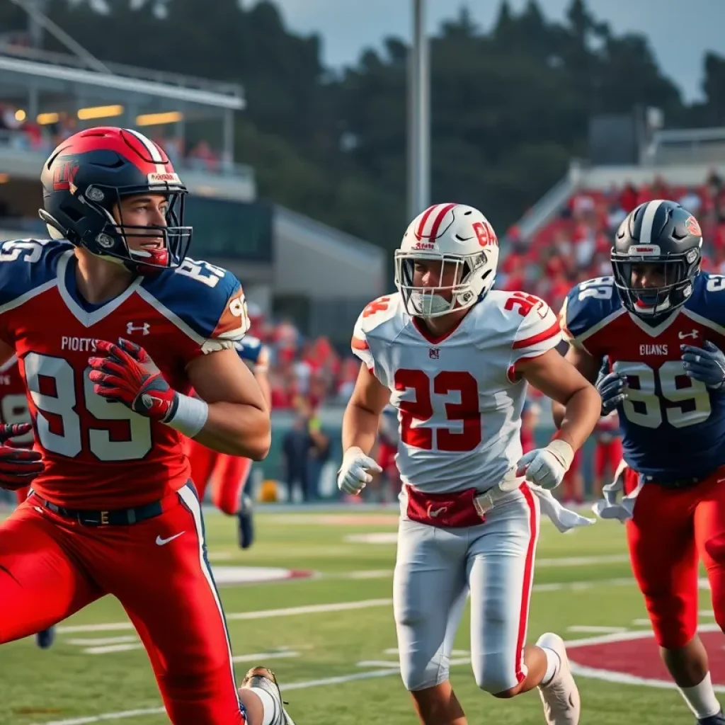 Football players in action during a Mississippi State game