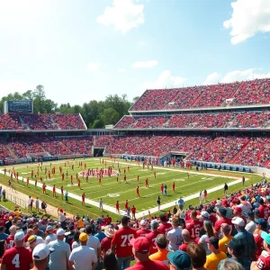 Fans cheering at Mississippi State football game