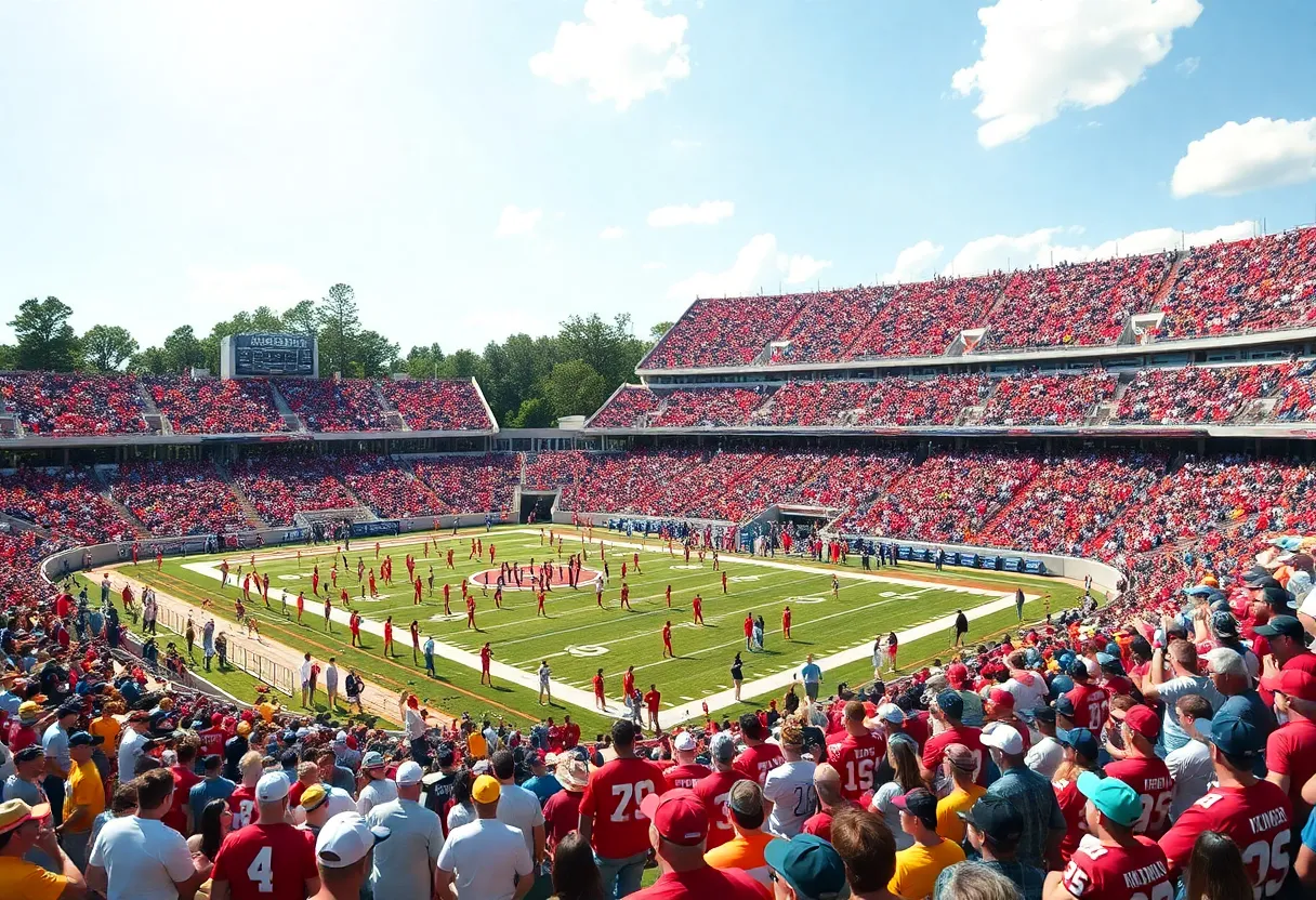 Fans cheering at Mississippi State football game