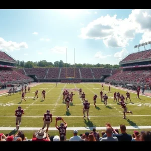 Mississippi State football team competing on the field