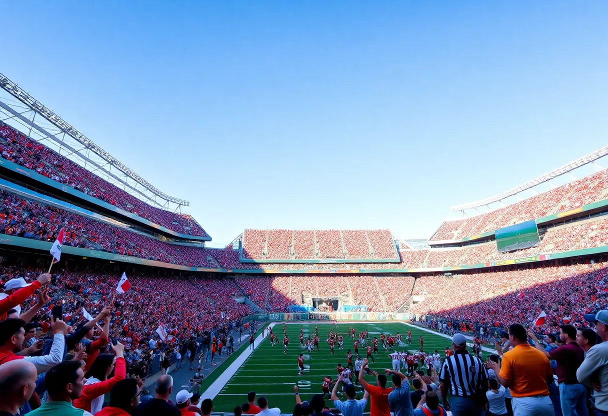 Mississippi State football team playing against Tennessee in a packed stadium
