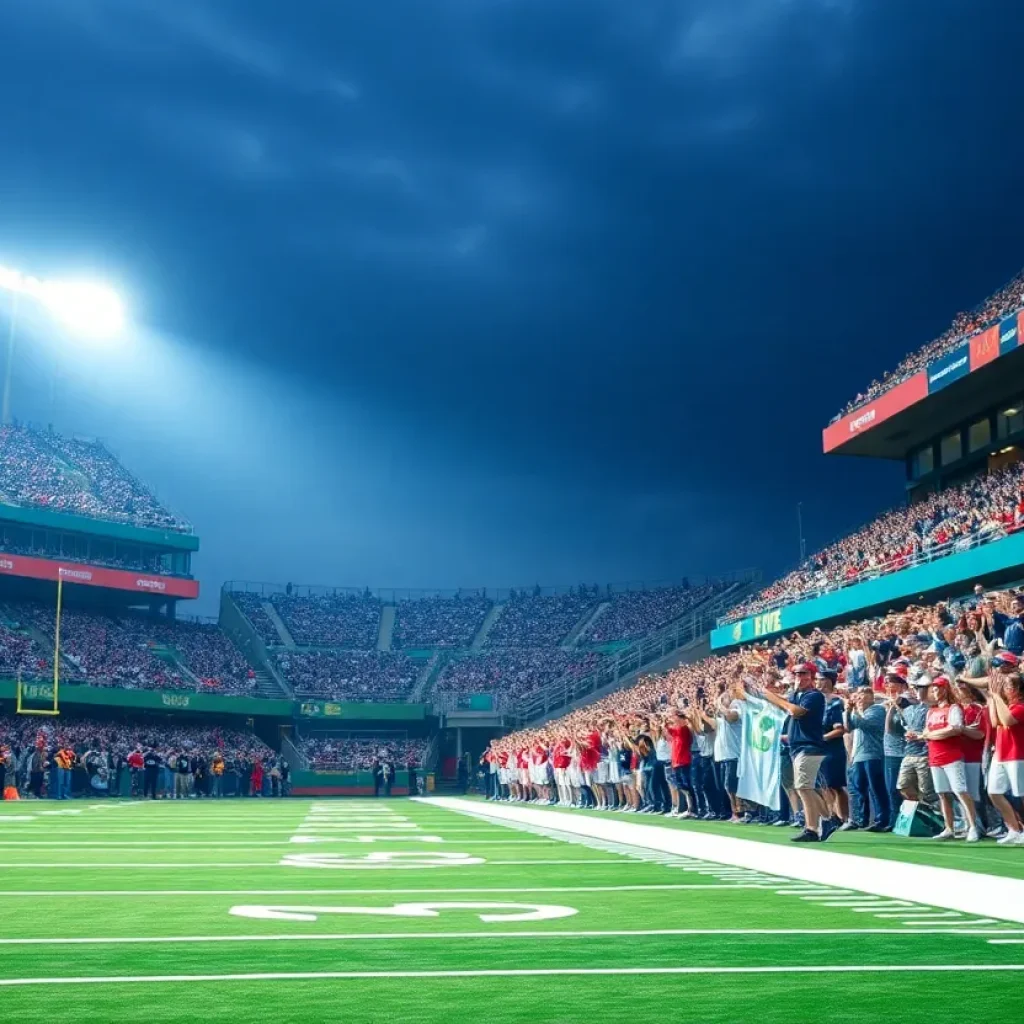 Cheering fans at Mississippi State football game