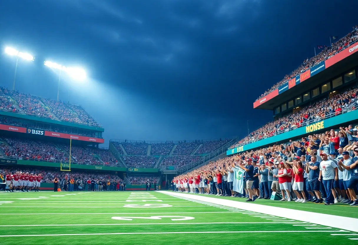 Cheering fans at Mississippi State football game