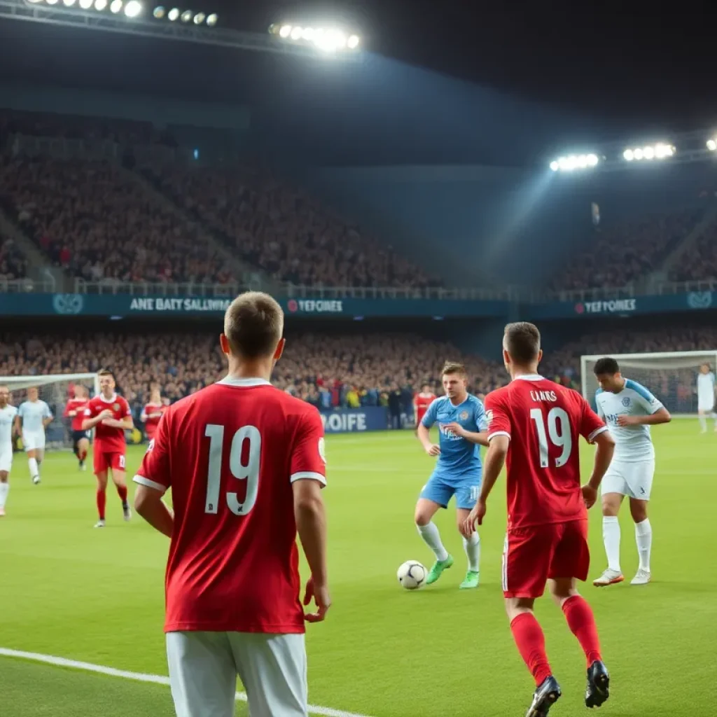Soccer players from Mississippi State and Auburn competing during the match.