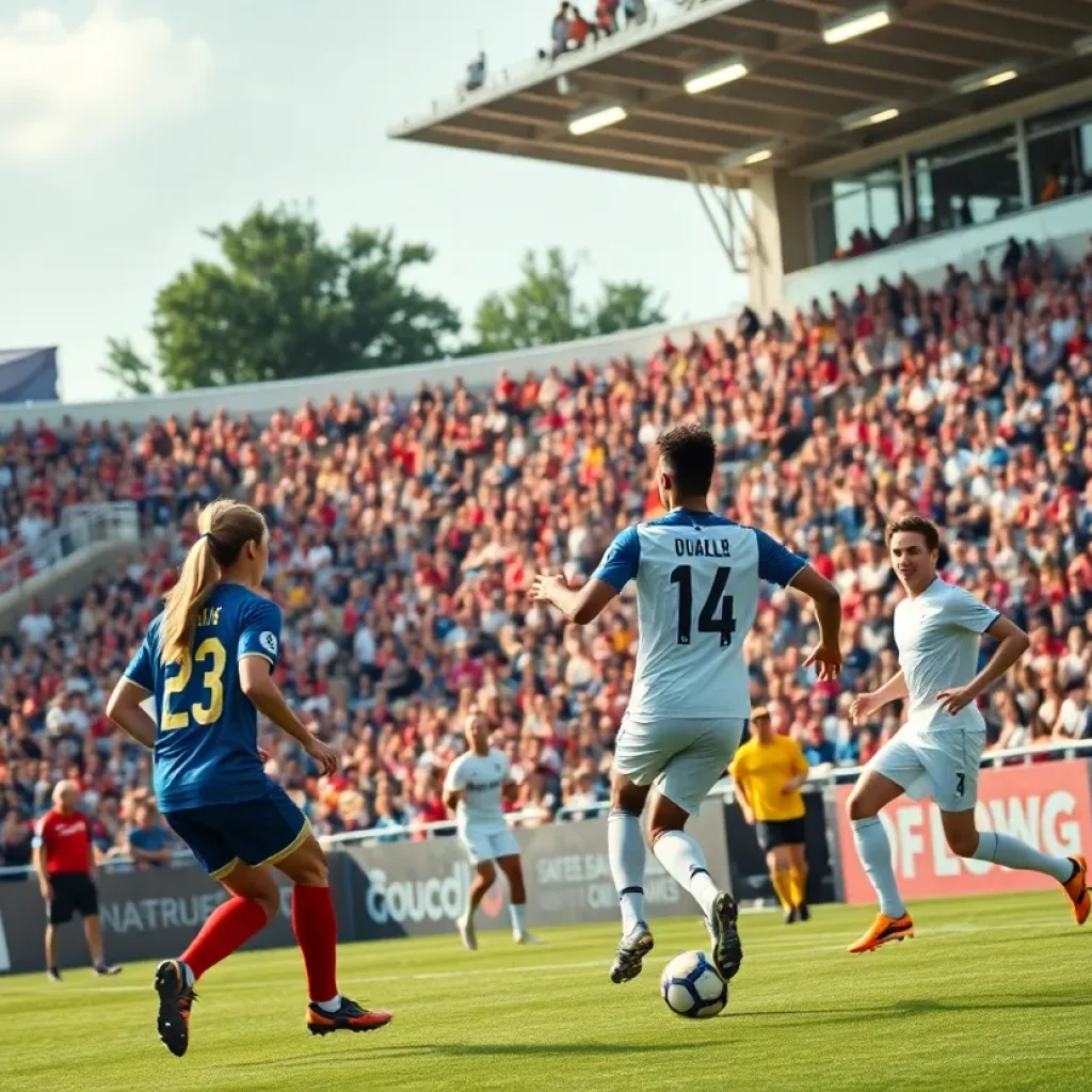 Mississippi State soccer team celebrating a victory