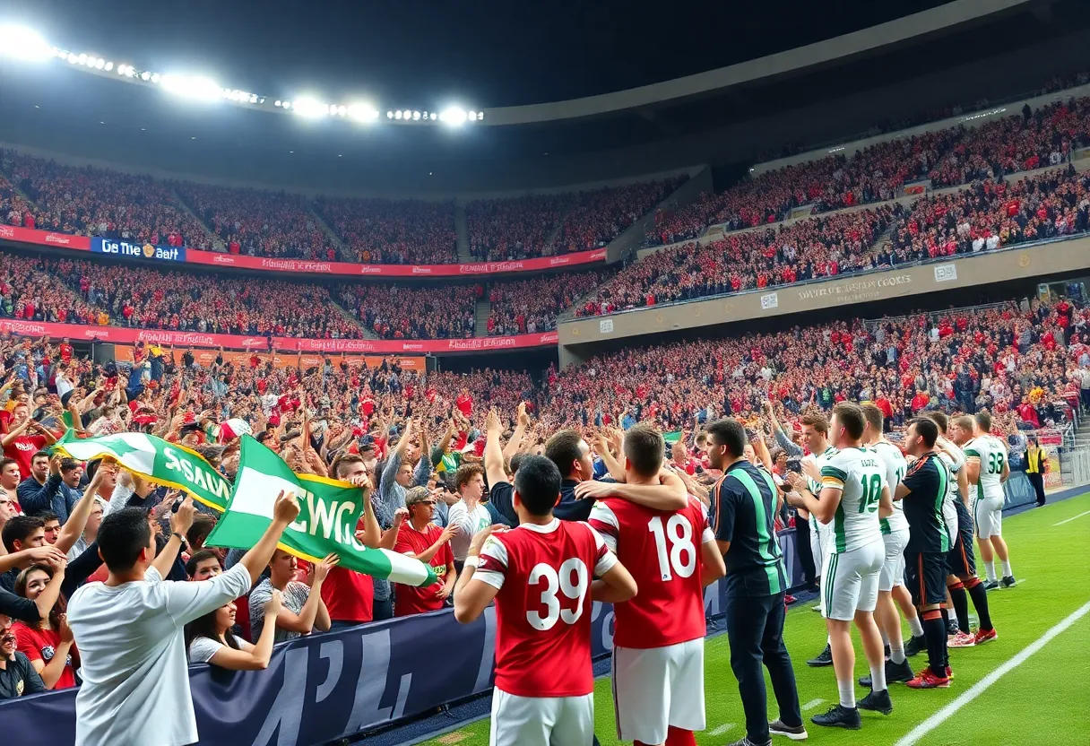 Fans celebrating Mississippi State football victory
