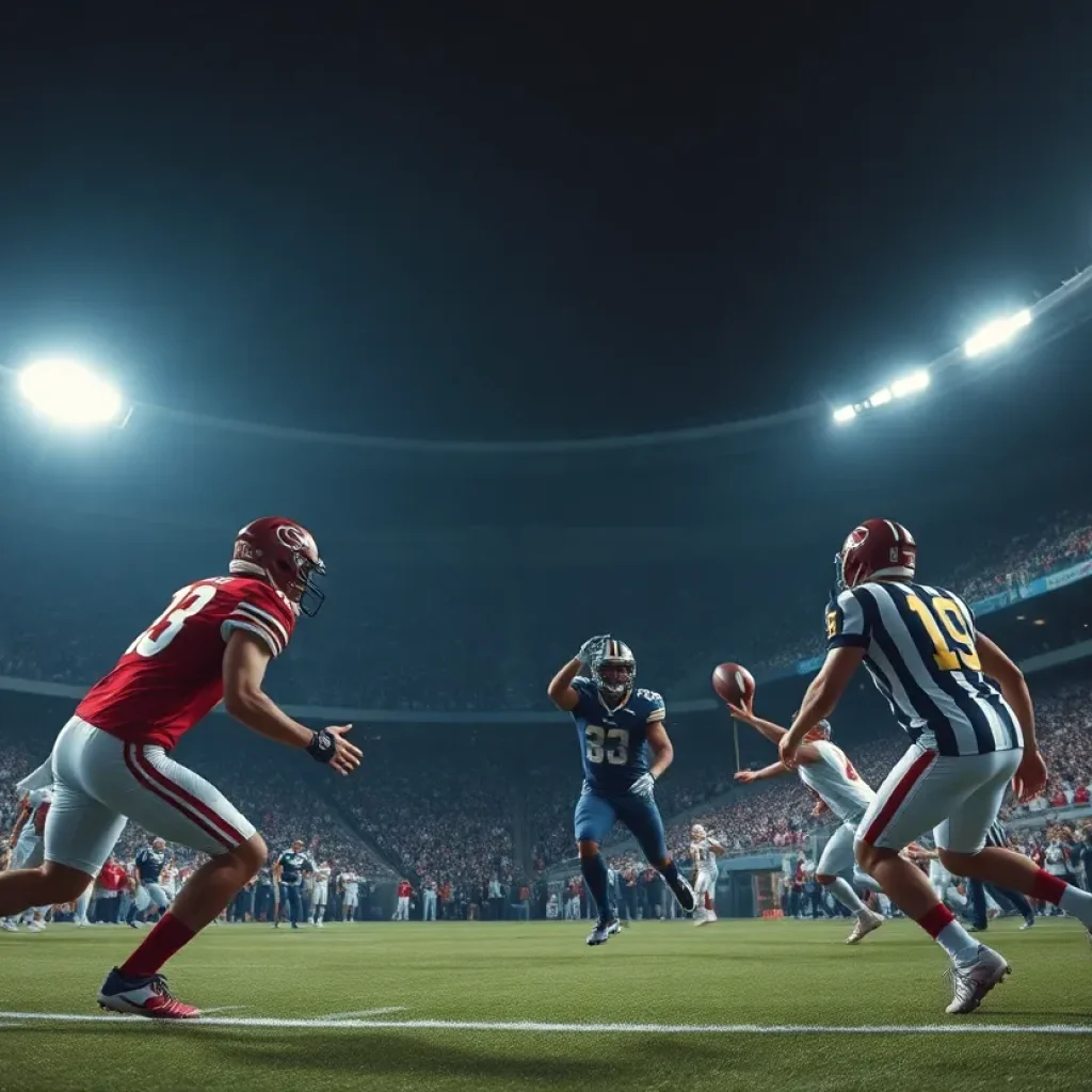 Overtime football match between Mississippi State and Tennessee