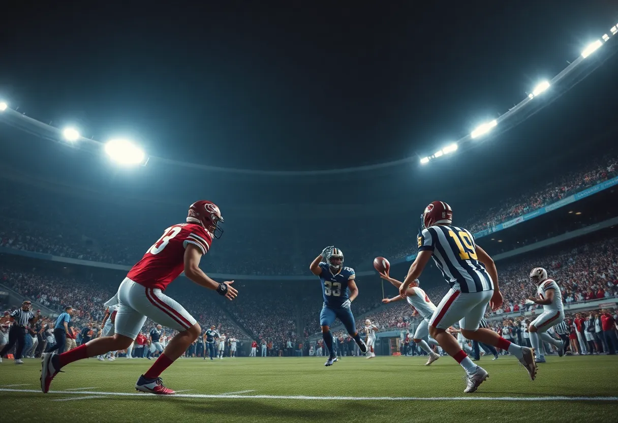 Overtime football match between Mississippi State and Tennessee