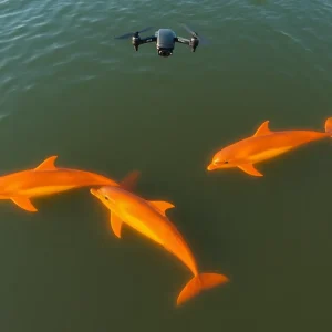 Drones monitoring dolphins in the Mississippi Sound using thermal imaging technology.